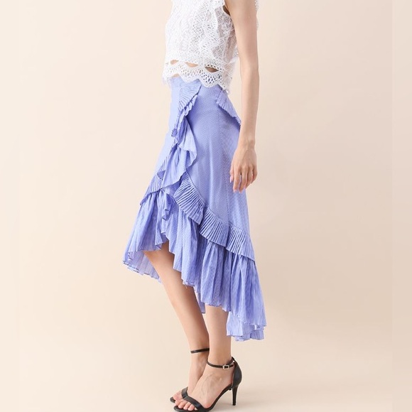 Chicwish Applause of Ruffle Tiered Frill Hem Skirt in Blue Stripes - Picture 6 of 7
